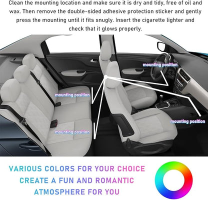 Ohleats Car LED Strip Light, 24 LED RGB Auto Interior Atmosphere Lights, USB Vehicle Under Dash Ambient Night Light Strip, Interior Decorative Lamp Lighting Kit Car Accessories (Blue)