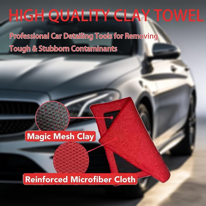 Clay Towels (12 * 12 in) Effective Cleaning & Release of Paint Contaminants | Professional Detail Products;Improve the Adhesion Between Aax and Sealant;Enhance Gloss and Color Saturation