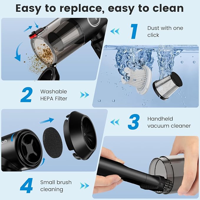 Cordless Car Vacuum Cleaner with Removable Battery as 35W Power Bank, 6-in-1 Handheld Vacuum Blower Set,18000PA Mini Vacuum Cleaner 6000mAH with Brushless Motor for Car Home -1 Battery