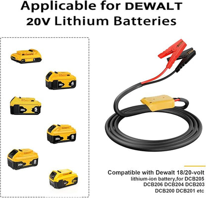Jumper Cables with Adapter for Dewalt 20V Battery, 4.9FT 8AWG Portable Battery Dewalt Jumper Starter Automotive Booster Cables Power for Car Jump Starting Using Tool