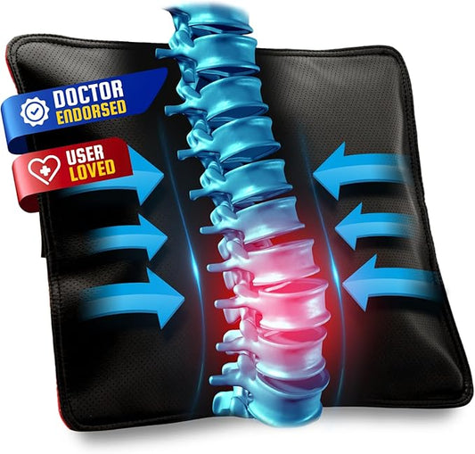 AJUVIA Back Vitalizer Lumbar Support Pillow | 4000+ Doctor Trusted Ergonomic Pillow Support for Office Chair, Home & Car | 3 Second Pain Relief, Better Posture, Sciatica & Lower Back Relief