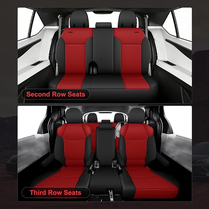 Custom Fit Seat Covers for Toyota Sienna 2021 2022 2023 2024 2025 LE, XLE,8 Seats,2nd Row 40/20/40 Bench, Full Set Sienna Seat Covers,Durable and Breathable Faux Leather,Airbag compatible(Black/Red)