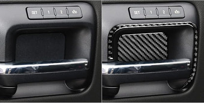 Real Premium Carbon Fiber Fit for Chevy Silverado/GMC Sierra 1500 2014-2018 for 2500/3500HD 2015-2019 Car Door Bowl Handle Kit Panel Trim Decals Sticker Auto Interior Accessories Cover Black