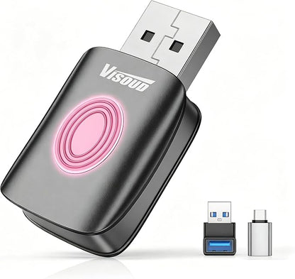 Mini Wireless CarPlay Dongle, One-Key Switch, Dual Band WiFi BT5.3, Plug & Play Low Latency Car Adapter