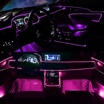 DEHERANE Interior Car LED Strip Lights, RGB 6 in 1 Ambient Lighting Kit with 315 inches Integrated Fiber Optic, 16 Million Colors Car Interior Lights with Wireless APP& Remote Control, Sync to Music