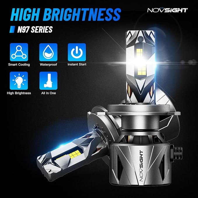 NOVSIGHT 𝗛𝟰 Fog Bulbs Upgrade, 900% Brighter 95,000LM, 240W Performance, Enhanced Cooling, 5-Min Installation, 100,000+ Hour Lifespan, IP68 & CANBUS Compatible, Pack of 2