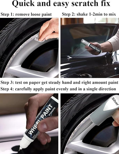 SYOAUTO Matte Black Rim Touch Up Paint, Car Wheel Scratch Repair Touch Up Paint Pen, Universal Color Rim Wheel Paint (Matte Black)