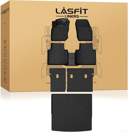 LASFIT Floor Mats for Volkswagen Tiguan 2025 2026, All-Weather Protection TPE Car Mats 2 Rows Floor Liners & Trunk Mats & Seatback Mats Full Set for VW Tiguan Accessories, Black