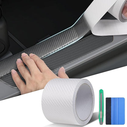 Arespark Car Door Edge Protector, Clear Carbon Fiber Sill Guard Vinyl Film with Anti-Scratch Anti-Collision Protection for Most Vehicles with Free Tool Kit (3inx30ft)