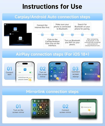 VQU 4 in 1 Wireless CarPlay Adapter for iPhone & Android Auto Adapter, 2026 Upgrade Plug & Play USB C Dongle, Convert Wired to Wireless CarPlay & Android Auto, AirPlay & Miracast Screen Mirroring