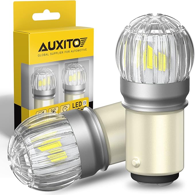AUXITO 1157 LED Bulb White, 400% Brighter 1:1 Size, 7528 2057 2357 BAY15D LED Lights for Reverse Backup light, Tail Light, Brake Signal Light, DRL, Pack of 2
