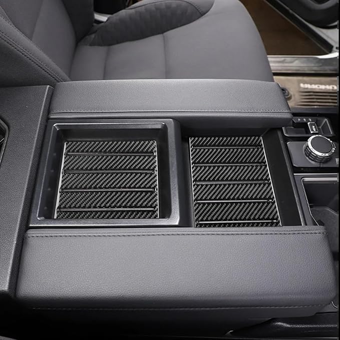 NVCNX Real Premium Carbon Fiber for Toyota Tundra 2022-2026 2023 2024 2025 SR5/Limited/SR Car Center Console Armrest Organizer Insert Mat Cover Interior Trim Accessories Overlay Sticker Decal 2PCs