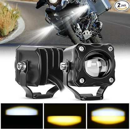 Nilight Motorcycle Driving Lights 1.7 inch White Amber Spot Beam Fog Light LED Pods IP67 Waterproof Auxiliary Offroad Lighting for Motorbike Dirt Bike e-Bike Scooter Snowmobile ATV UTV SUV Truck