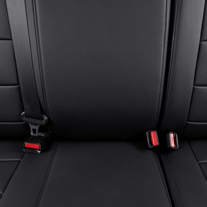 EKR Custom Fit Tacoma Rear Car Seat Covers for Toyota Tacoma 2016 2017 2018 2019 2020 2021 2022 2023 Access Cab - Second Row Only,Faux Leather(Black)