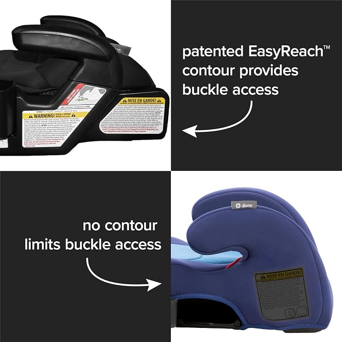 Diono Connect3 RXT Backless Booster, Pack of 2, Slim Fit 3-Across in Many Mid-Sized Sedans and SUVs, for Children from 40-120 lbs., Lightweight with Latch connectors, Black Storm