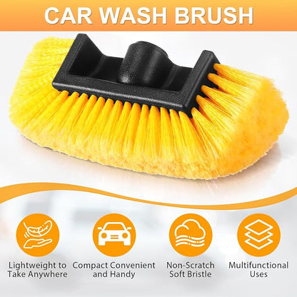 Vesici 1 Pcs Car Wash Brush Head with Soft Detailing Bristle Flow Thru Car Cleaning Brush Exterior Cars Wash Equipment for Auto Truck RV Boat Camper Washing, 10 Inch (Yellow)