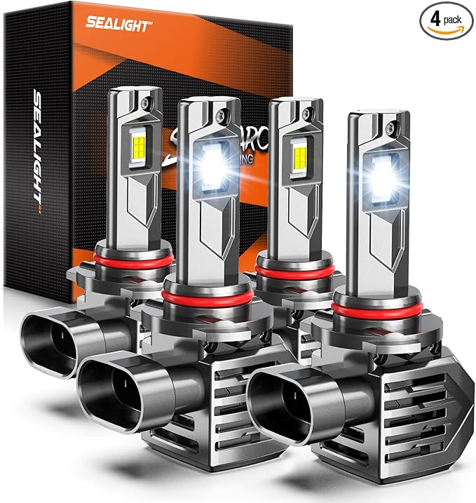SEALIGHT S7S 9005 9006 Fog Light, 150000LM Output Perfect Beam Pattern, 2500FT Illumination Distance, 6500K Cool White，80000Hrs Lifespan With Cooling System, 4 Pack