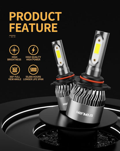 𝟫𝟢𝟢𝟧 𝟫𝟢𝟢𝟨 Bulbs Combo 6500K White 800% Brightness 40000LM, Non-Polarity Plug and Play with Fan, IP68 Waterproof Off-Road Lights, Pack of 4