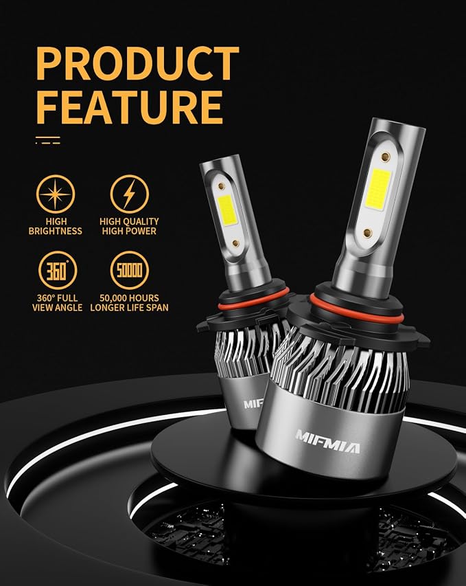 𝟫𝟢𝟢𝟧/𝖧𝖡𝟥 Bulbs 6500K White 800% Brightness 40000LM, Non-Polarity Plug and Play with Fan, IP68 Waterproof Off-Road Lights, Pack of 2