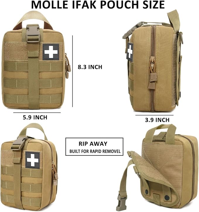 Tactical Car Seat Back Organizer Molle Backseat,Universal Molle Vehicle Organizers Panel Protector with 5 Detachable Pouches for Car Truck Jeep Vehicle (Khaki)