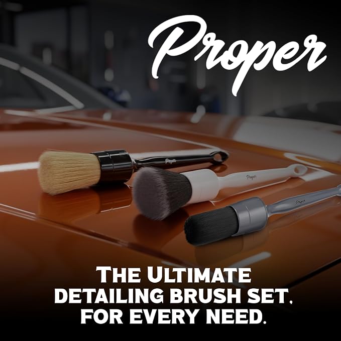 Premium Car Detailing Brush Set - Complete 6 Pack Kit - 2 Boar's Hair, 2 Ultra Soft, 2 Synthetic Bristles - Car Detail Brush for All Surfaces, Leather Seats, Air Vents, Wheels & Emblems, and More