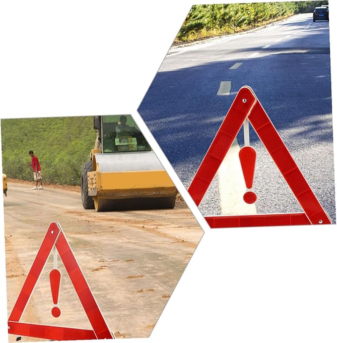 FAVOMOTO 4pcs Car Safety Triangle Kit Folding Reflective Warning Signs Tripods for Roadside Assistance Suitable for Vehicles Work Trucks Road Construction