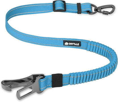 Joytale 3-in-1 Bungee Dog Seat Belt for Car, Safe & Distraction-Free Travel with Reinforced Swivel Carabiner, Shock Absorbing & Tangle-Free Nylon Tether for Medium Large Dogs, Sky Blue