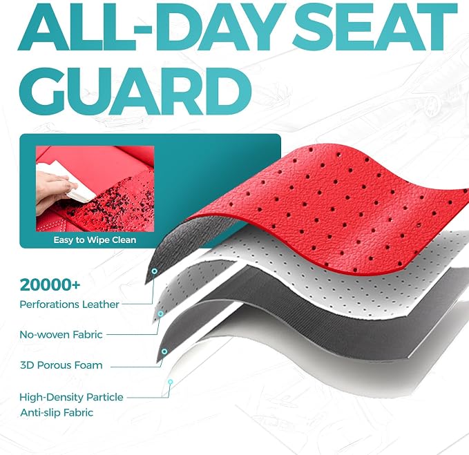 Custom for Ford Mustang Coupe Seat Covers 2015-2025 - Custom-Fit Full Set Faux Leather Car Seat Covers for Mustang Coupe Fastback GT/V6/EcoBoost 2015 2016 2017 2018 2019 2020 2021 2022 2023 2024 2025