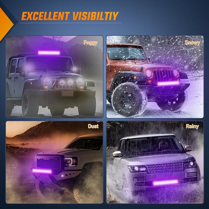Nilight LED Light Bar 20 Inch 126W Spot Flood Combo Purple Beam Off Road Lamp Fishing Hunting Emergency Deck Work Lighting for Trucks UTV Pick-up Van Boat Tractor