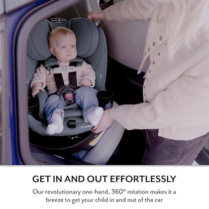Evenflo Revolve360 Slim 2-in-1 Rotating Car Seat with Green & Gentle Fabric (Travertine)