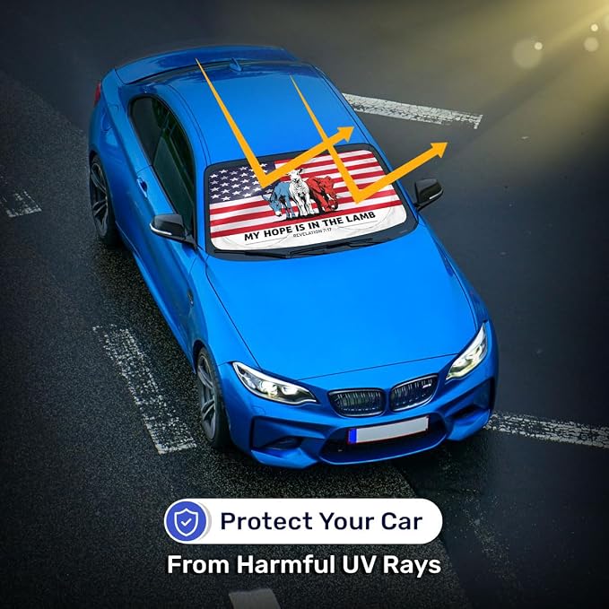 GENANY My Hope is in The Lamb Windshield Sun Shade for Car SUV Truck (64x32 Inches), Automobile Sunshade, Protector Blocks UV, Car Accessories, Auto Decor