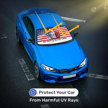 GENANY My Hope is in The Lamb Windshield Sun Shade for Car SUV Truck (64x32 Inches), Automobile Sunshade, Protector Blocks UV, Car Accessories, Auto Decor