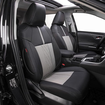 EKR Corolla Seat Covers Custom Fit for Toyota Corolla 2020 2021 2022 XLE,Leather Car Seat Cover Full Set-Faux Leather(Black+Light Gray)