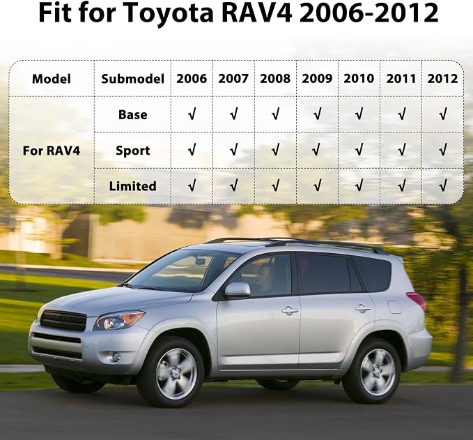 Floor Mats for Toyota RAV4 2006 2007 2008 2009 2010 2011 2012 Custom Fit 1st & 2nd Row Mats & Cargo Liner for RAV4 All Weather Protection TPE Car Mats Accessories Waterproof Anti-Slip
