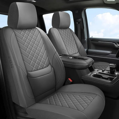 BABYBLU Chevy Silverado Seat Covers Full Set,Truck Seat Covers for Silverado GMC Sierra,Custom Fit 2007-2023 2024 2025 1500/2500HD/3500HD(Grey, Full Set)