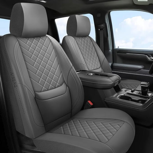 BABYBLU Chevy Silverado Seat Covers Full Set,Truck Seat Covers for Silverado GMC Sierra,Custom Fit 2007-2023 2024 2025 1500/2500HD/3500HD(Grey, Full Set)