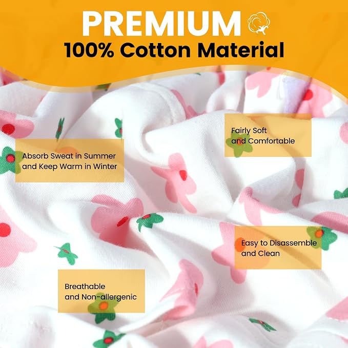 Orzbow Infant Car Seat Cover Liner, 100% Cotton Newborn Carseat Protective Cover, Breathable Prevent Wear & Dirt Suitable Travel Systems (0-12m), Easy to Clean, Machine Washable, Pink