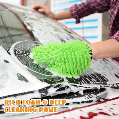 50 Pcs Car Wash Mitt Microfiber Chenille Absorbent Detailing Washing Gloves Double Sided Cleaning Supplies for Car Washing and Detailing 9.6" x 7.1", Green