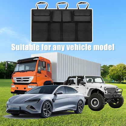 Mandark Car Trunk Organizer, Space Saving Vehicle Backseat Hanging with 8 Large Pockets, Automotive Interior Cargo Organization Storage Bag Accessories, Universal for SUV, Truck, Van