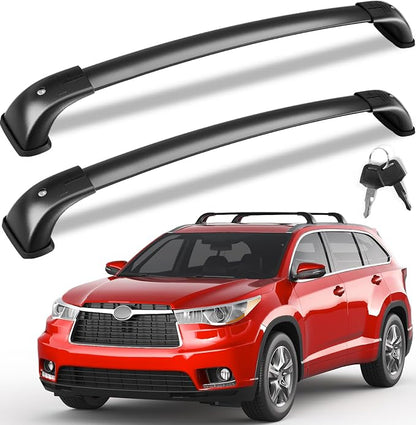 KINGGERI Lockable 220lbs Cross Bars Roof Racks Fit for Toyota Highlander 2014-2019 XLE Limited & SE LE & LE Plus, Aluminum Heavy Duty Roof Rails Crossbars Anti-Theft Metal Black Matte Luggage Kayak