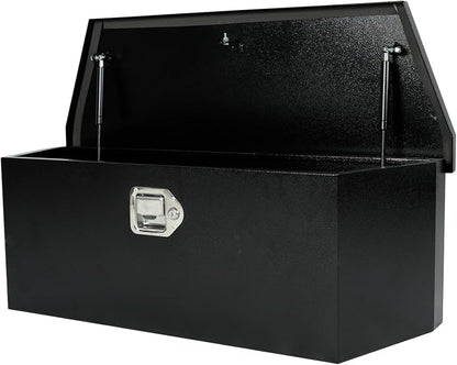 35"X12"X12" Truck Tool Box Black Heavy Duty Steel Metal Trailer Tongue Box Pick Up Storage Organizer w/Lock & Keys