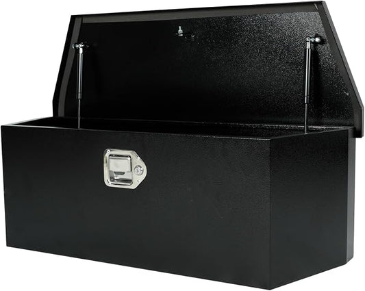 35"X12"X12" Truck Tool Box Black Heavy Duty Steel Metal Trailer Tongue Box Pick Up Storage Organizer w/Lock & Keys