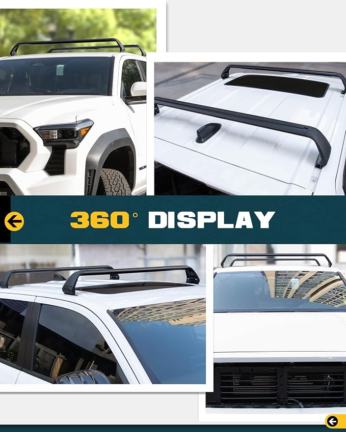 Trumgeta Basic Model Roof Rack Cross Bars Fit for 2024 2025 2026 Toyota Tacoma Double Cab Crossbars Luggage Cargo Carrier for Cargo Bike Kayak Snowboard No Drill Rooftop Accessories