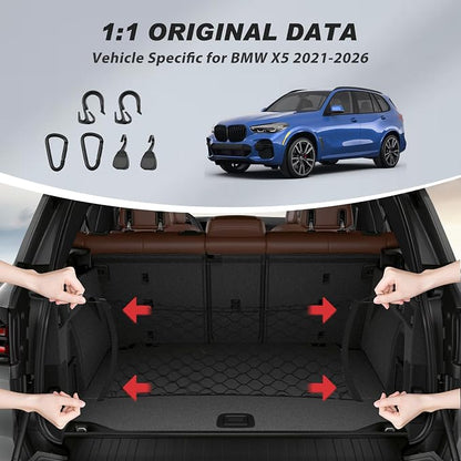 Karltys Cargo Net for BMW X5 2021-2026 Trunk Net | Envelope Style Elastic Mesh Net | Heavy Duty Metal Hooks | BMW X5 Accessories