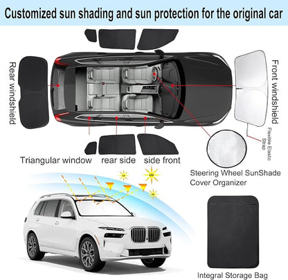 TINGLU Window Shades for BMW X7 3.0L xDrive40i 2021-2026 Accessories Car Side Full Windows Rear Triangular Windshield Sun Shade Sun UV Rays & Privacy Protection for Camping 8PCS