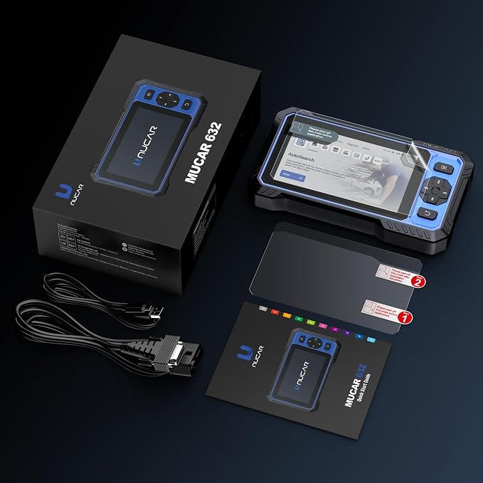 MUCAR 632 AI Bidirectional Scan Tool, 15 Reset Services ABS/ADBLUE/SRS/BMS/EPB/ETS/INJEC/Oil/SAS/TPMS OBD2 Diagnostic Scanner for 4 System, Active Test, AutoAuth, CANFD, AutoVIN, Lifetime Free Update