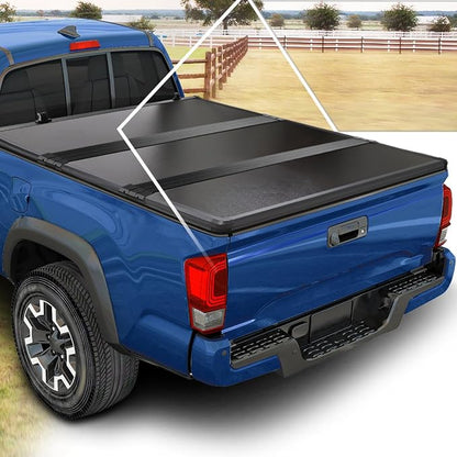 FRP Hard Tri-Fold Tonneau Cover Compatible with 2019-2024 Ford Ranger Truck Bed Cover, fits 5ft Fleetside Bed Models