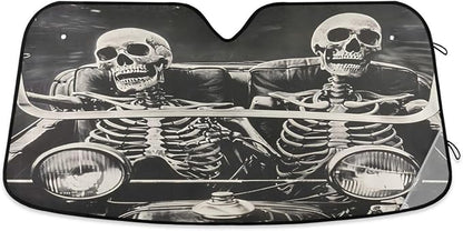 Funny Skeletons Windshield Sun Shade for Car Auto SUV Truck Foldable Front Window Sunshade Sun Visor Protector Block UV Rays Reflect Heat, 55" x 28"
