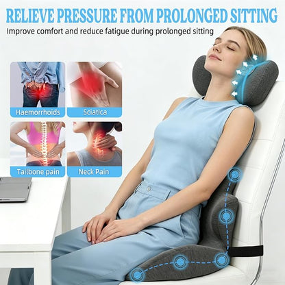 3-in-1 Memory Foam Seat Cushion & Headrest Pillow with Lumbar Support L-Shaped Ergonomic Driver Seat Cushions Design for Sciatica and Tailbone Pain Relief Comfort for Car,Truck,Chair