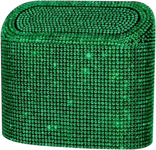Bling Rhinestone Car Trash Can, Swing-Lid, Green, Plastic
